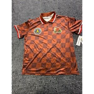 Nintendo Mario Kart Polo Shirt Mens‎ Medium Brown New Donkey Kong Checkerboard